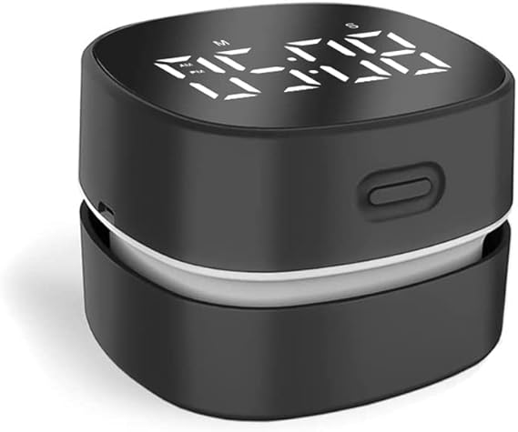 ODISTAR Counter Vacuum Cleaner,Mini Table dust Sweeper Energy with Digital Timer,Endurance up to 400 mins,360o Rotatable for Cleaning Rubber shavings,Crumbs Keyboard of Gifts for KidsBlack