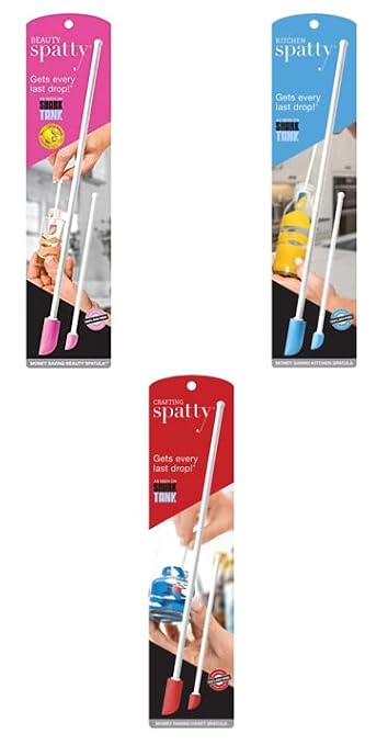 Spatty Daddy Mini Spatula (6 and 12 Inch) 3-Pack. Shark Tank Mom Made to Scrape Last Drop From Beauty Products, Jars, Icing, Peanut Butter, Spreading or Mixing Gifts for Women, Stocking Stuffers
