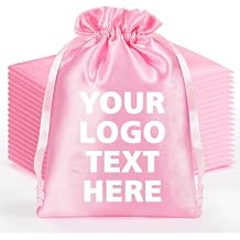 Chrifansi Custom Silk Satin Bags with Drawstring, 30 Pack Personalized Printed Logo Gift Bags Jewelry Pouch Cosmetic Bags(7.08x5.11Inches)
