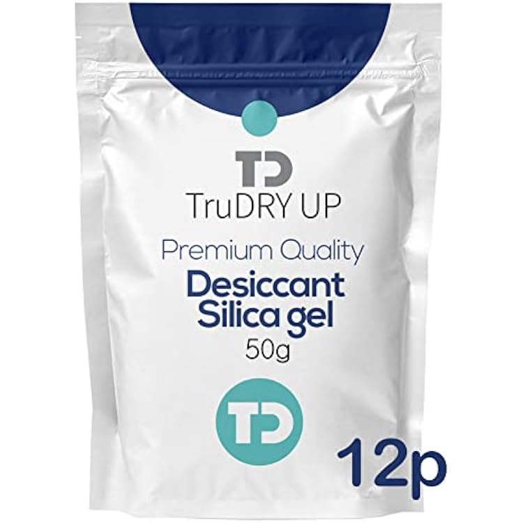 50Gram [12 packs] Food Grade Silica Gel Packets, Desiccants, Moisture Absorbers-Rechargeable Desiccants Packs, Food, Jewelry Shoes Box, Electronics Storage, Dehumidifier