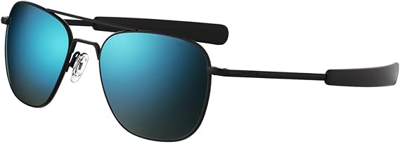 Randolph Eyewear Classic Aviator Sunglasses for Men and Women Aviator Glasses Polarized and UV Protection Sunglasses in Matte Black Frame (Cobalt, 55mm)