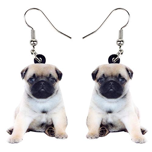NEWEI Acrylic Donuts Bulldog Pug Dog Earrings Dangle Drop Sweet Pet Ornaments Jewelry For Women Charm Gift