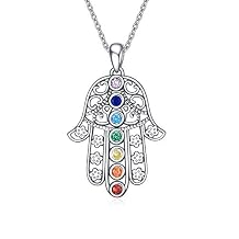 Chakra/Tree of Life/Evil Eye Hamsa Hand Necklace 925 Sterling Silver Hamsa Hand Gifts Christmas Jewelry for Women Mom Mother