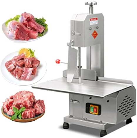 Sierra de mesa para huesos - Cortadora de carne de acero inoxidable de alta potencia para pescado, ternera y carne congelada - Sierra de cinta de mesa de 750 W