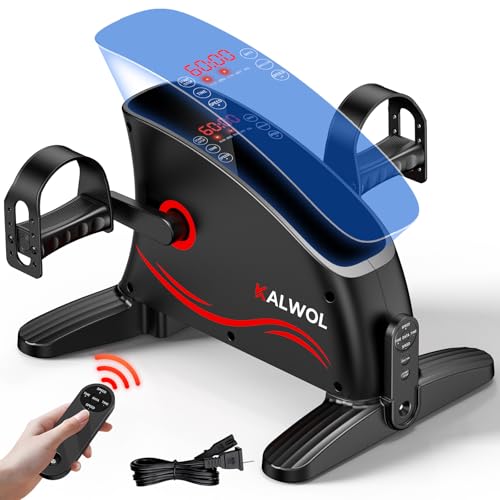 Under Desk Bike Pedal Exerciser , LegArm Exerciser while Sitting for Seniors, Electric Mini Bike for Fitness & Physical Therapy with 15 Adjustabl Speed, Desk Pedal Bike for HomeOffice Workout, LED Display, Remote Control