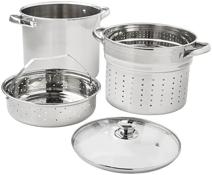 Stainless Steel Multipot Set ,8-Quart Multi-Function Cooker with strainer,cooking pot set,pasta pot,4-Piece