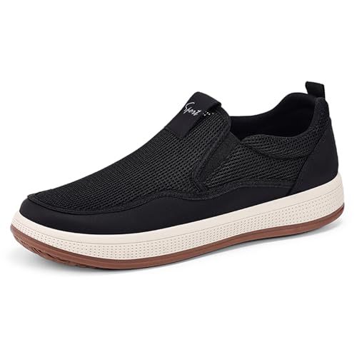 Mens Slip On Casual Loafers Mesh Boat Shoes Non-Slip Soft Sole Running Shoes Comfort Lightweight Breathable Walking Dress Sneakers for Gym Driving Office Work