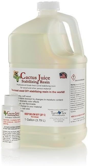 BVV Cactus Juice Stabilizing Resin for Woodworking - Cures & Hardens Soft Wood for DIY Projects, Carpentry - 1 Gallon Cactus Juice Resin - Activator Included