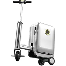 Lightweight Rideable Luggage Portable Riding Suitcase Scooter for Travel, 6.8kg Ultra-light with Telescopic Handle, 3-Speed Adjustment/App Control/Removable Battery,Silver-1Battery