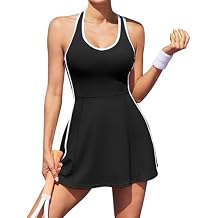 ATTRACO Tennis Dresses for Women with Shorts Pockets and Bra V Neck Racerback Golf Outfits