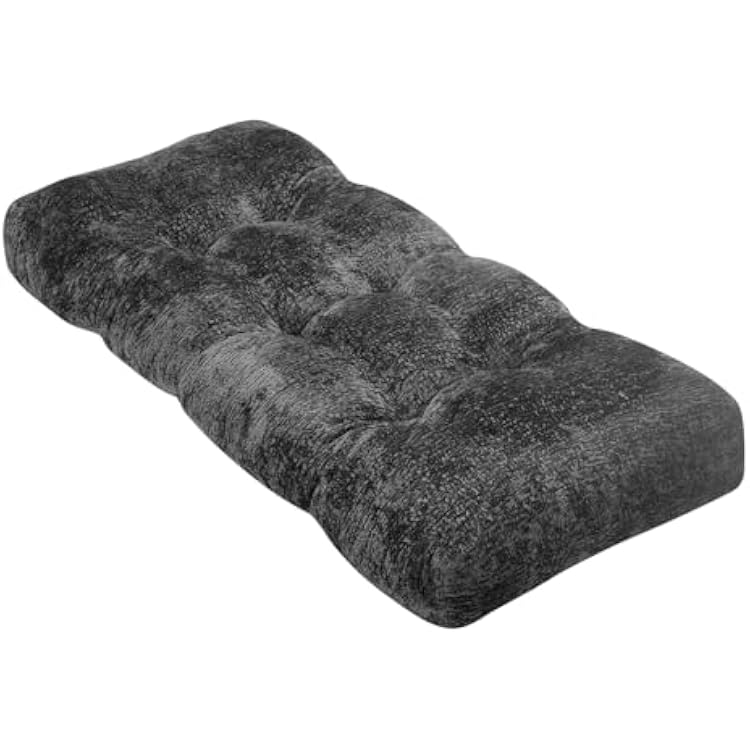 Bench Cushion 36 Inch - Luxury Chenille, High-Density Memory Foam, Non-Slip Bottom, Soft Durable Indoor Tufted Long Seat Cushion for Window Garden Furniture Dark Gray, 36x14x4 Inch