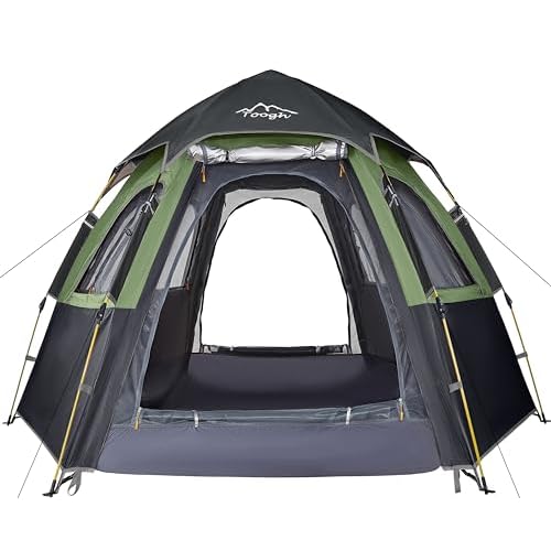 2-3 Person Camping Tent 60 Seconds Easy Quick Set Up Tent Waterproof Pop Up Dome Family Hexagon Outdoor Sports Backpacking Tents Double Layer Flysheet Camping Sun Shelters 2 Doors