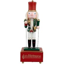 Decorative Wooden Animated and Musical Christmas Nutcracker Cymbalist, 12"
