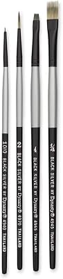 F & M Brush Company 32886 BS-SH-6 Black Silver Short Handle Brush Set, Multicolor
