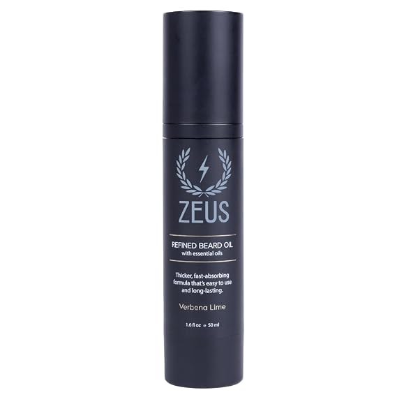 ZEUS Refined Beard Oil for Men with Natural Oils (Verbena Lime) 1.6 fl oz | FastAbsorbing Oil for Softer, FlakeFree Beard with Almond, Soybean & Avocado Oils for Daily Conditioning (Made in USA)