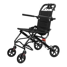 Folding Wheelchair, Lightweight Portable Transit Travel Chair for Adults Ergonomic Design (17.9-inch Wheelchair Folding)