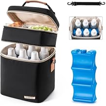 Breastmilk Cooler Bag with Ice Pack Fits 6 Baby Bottles Up to 9 Ounce