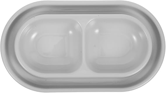 VANZACK Pet Double Dish Feeder 2 in 1 Plastic Dog Cat Food and Water Bowl Ants Away Pet Feeding Dish for Small Medium Large Dogs Cats Grey