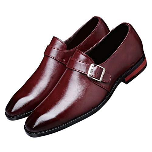 Santimon Mens Dress Shoes Moccasins for Men Slip On Leather Monk Straps Shoes Smoking Slipper Classic Vintage Loafers