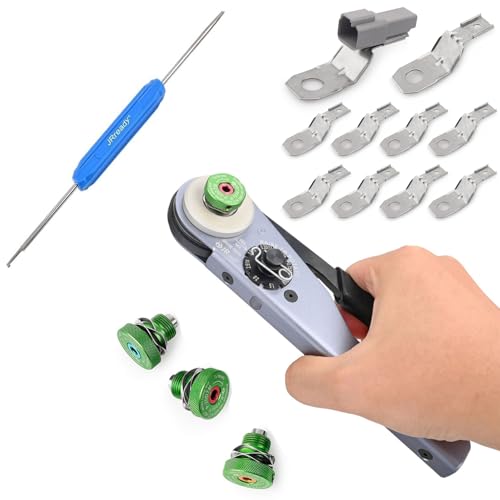 JRready Deutsch Crimp Tool,ST2169 Deutsch Crimping Tool for DT,DTM,DTP and Amphenol at ATP ATM Series Size 16 20 12 Solid Pin&Soc Contacts8pcs Mounting Clips Pin Removal Tool