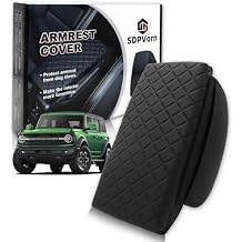 Armrest Cover for Ford Bronco 2021-2025 2026 Center Console Pad with Organizer Storage Pockets, Black Faux Leather Arm Rest Lid Protector Cushion Interior Accessories 2/4 Door (for Bronco)
