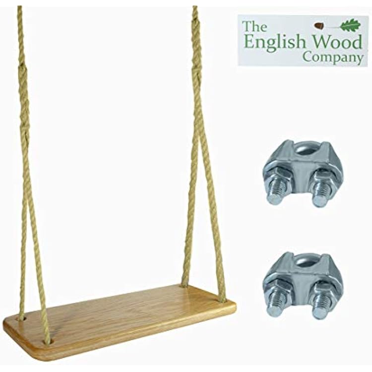 Premium, Sustainable Wooden Tree Swing - English Oak Wood Tree Swing with Rope for Adults and Children. Complete Wooden Rope Swing Kit Perfect for The Indoors and Outdoors.