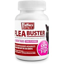 Jeffers Pet Flea Buster Chewable Tablets for Cats and Kittens 7-15 lbs, Tuna Flavor Supplements, Monthly Cat Flea Support, Made in USA, Easy to Feed Cat Tablets, Travel Friendly - 6 Count