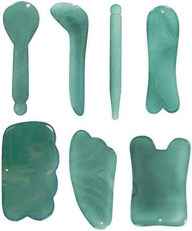 7pack Jade Health Care Massage Tools Medical Tool Body Scraping Tools Set Gua Sha Tool Kits