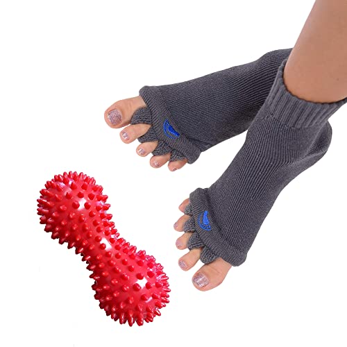 My Happy Feet Charcoal Socks Large and Peanut Ball Foot Massager - Plantar Fasciitis Relief