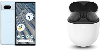 Google Pixel 7a - Unlocked Android Cell Phone - Smartphone with Wide Angle Lens - 128 GB - Sea with Pixel Buds A-Series - Wireless Earbuds - Headphones with Bluetooth - Charcoal