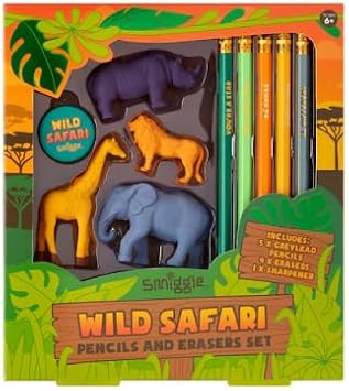 Smiggle Pencils & Erasers Set (Wild Safari)