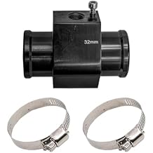 BDZMC 3PCS Auto Water Temp Joint Pipe, Aluminum Sensor Gauge Radiator Hose Adapter, Universal Water Temperature Extension Adapter with Clamps (32MM)