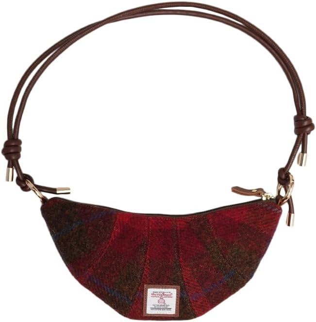 Harris Tweed Handmade Wool Medium Crescent Crossbody Shoulder Bag for Women