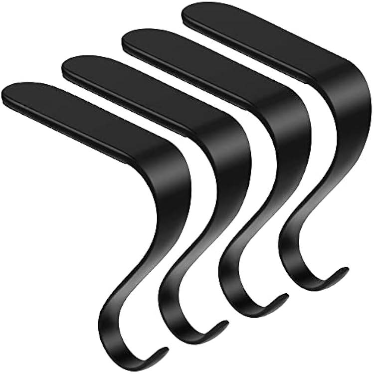 URATOT 4 Pieces Black Christmas Stocking Holder Metal Mantel Stockings Hangers Christmas Stocking Clips for Christmas Party Decoration