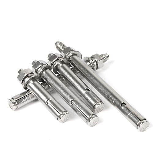 2 Pcs M12 x 80mm 304 Stainless Steel Expansion Bolt External Hex Expansion Screw Bolt Sleeve Anchor,Pool-Safety-Cover Expansion Bolts