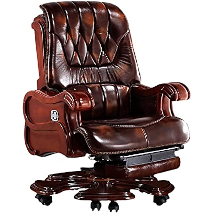 Leather Executive Chair Office Chair Computer Desk Chair Ergonomic Adjustable Racing Chair Task Swivel Chair Armrest and Lumbar Support