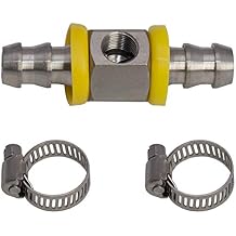 GlowShift 1/2 Fuel Line Fuel Pressure Barbed Push Lock T-Fitting Adapter - 1/8-27 NPT Sensor Port - 304 Stainless Steel - Fits Hose with 12.7mm ID Inner Diameter - Includes Clamps