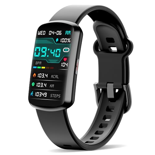 Health Fitness Tracker, Smart Watch with 247 Heart Rate and Blood Pressure Monitor, Activity Tracker with Blood Oxygen, 120 Sport Mode Waterproof Sleep Tracker for Women Men Black