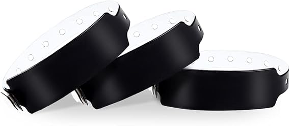 Black Plastic Wristbands for Events 100 Pack Waterproof Secure