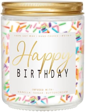 Happy Birthday Candle - Vanilla Cream Birthday Candle, Unique Birthday Gifts for Women - 7oz Scented Candle with Sprinkles, Birthday Gifts for MenBest Friend