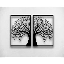 DEKADRON Metal Wall Decor, Tree 2 Panels, Home Living Room Decor, Metal Wall Art, Indoor Outdoor Hangings