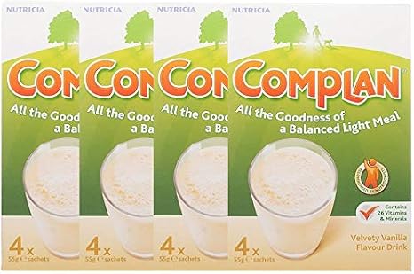 4 x Complan Velvety Vanilla Flavour Drink 4 x 57g Sachets