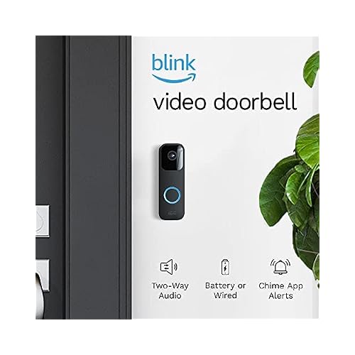 Like-New Blink Video Doorbell Two-way audio, HD video, long-lasting battery life, wired or wire-free install, motion detection, chime app alerts, Works with Alexa (Black)