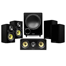 Fluance Signature HiFi Compact Surround Sound Home Theater 5.1 Channel Speaker System Including 2-Way Bookshelf, Center Channel, Rear Surround Speakers and DB10 Subwoofer - Black Ash (HF51BC)