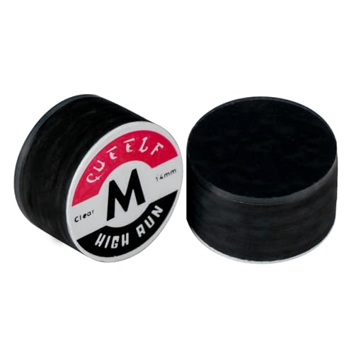 Billards Cue Tip with Clear SSSMH Black Laminated 14mm Pool Cue Tip 8 Layers of Skin Cue Stick Tip Professional Billiards Accessories-2 pcs Black, Medium
