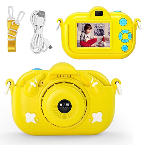 Kids Camera, Digital Children Cameras 12M 1080P Video Recorder Birthdays for Girls Boys Age 3 4 5 6 7 8 Yellow
