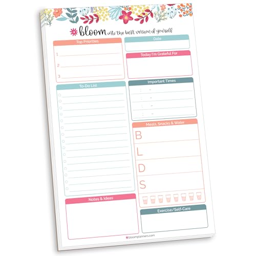 bloom daily planners Daily Planning System Tear Off to-Do Pad - Undated Checklist Notepad Organizer with Perforated Sheets - 6 x 9 Floral Dots