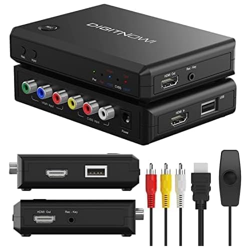 Live Gamer Streaming Portable Video Capture Card, RCA to HDMICompositeYPbPr to HDMI Converter, Recording from VHS, VCR, DVD, Camcorder, Gaming Systems, Support 720P1080P, PALNTSC to TVPC Free