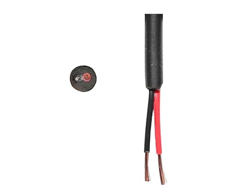 Thin Wall Cable Twin 2 Core 12v 24v Black Red Round PVC Wire Auto Marine Solar (0.50mm2 11A, 2 Metre Coil)