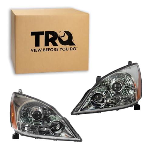 TRQ Driver and Passenger Side Headlight Assembly 2 Piece Set Halogen Compatible with 2003-2009 Lexus GX470
